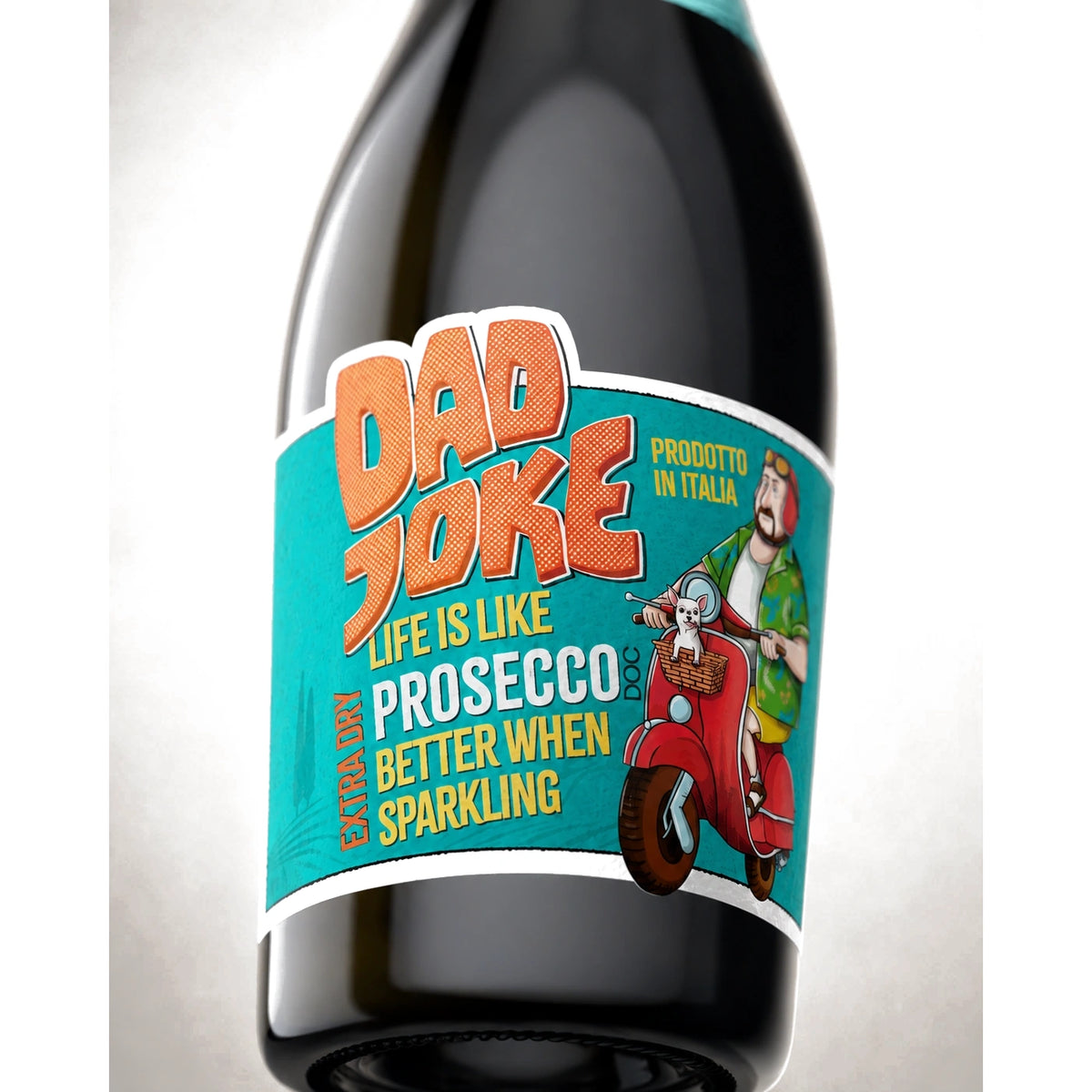 Dad Joke Prosecco Extra Dry macro detail
