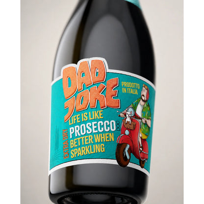 Dad Joke Prosecco Extra Dry macro shot