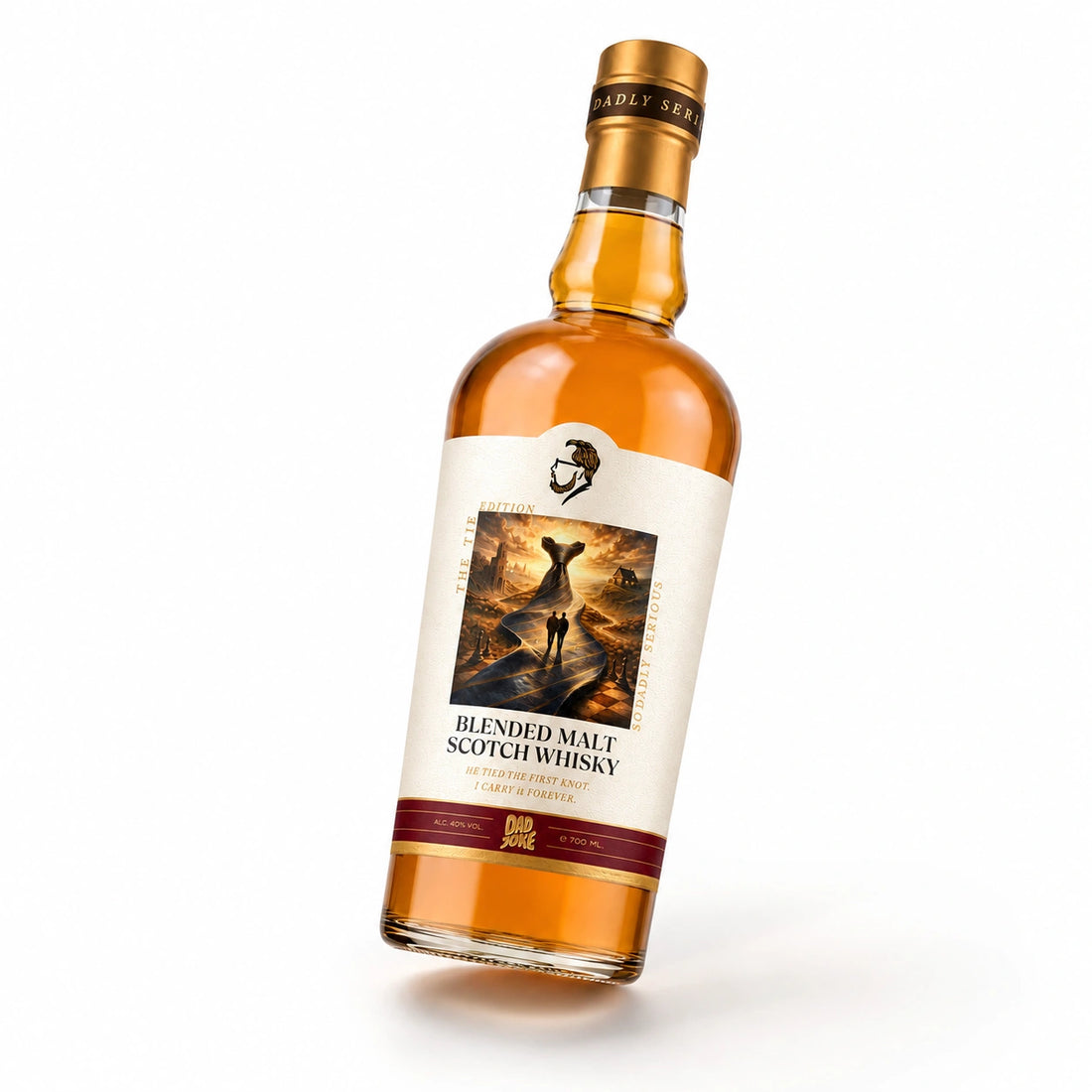 Dad Joke Serious Blended Malt Scotch Whisky tilted hero shot