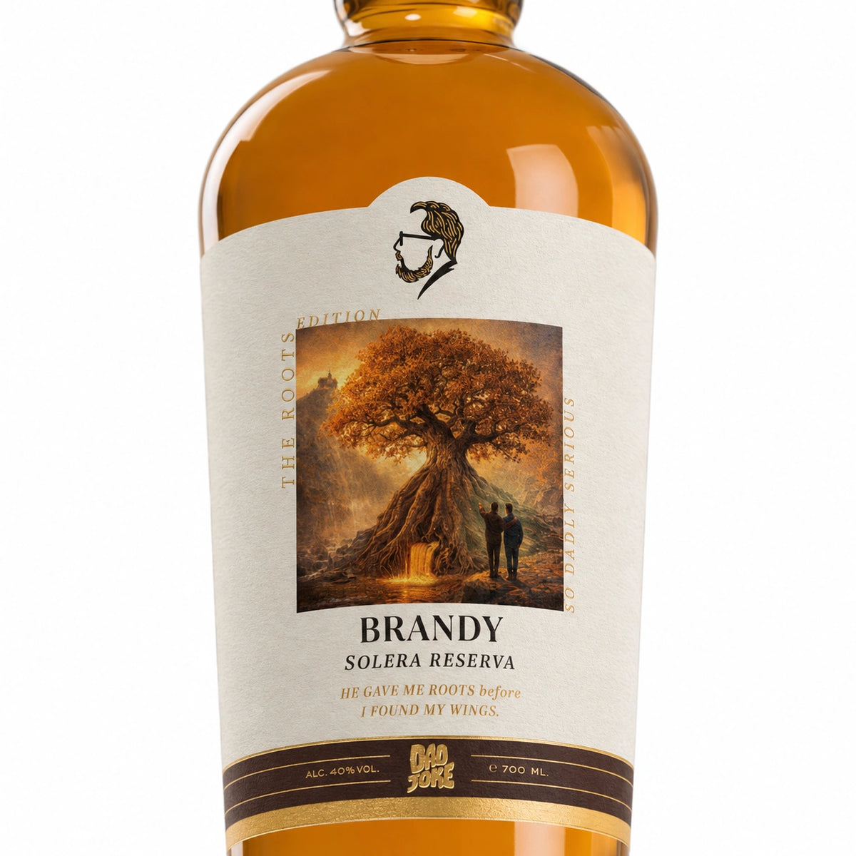 Dad Joke Serious Brandy Solera Reserva macro label shot