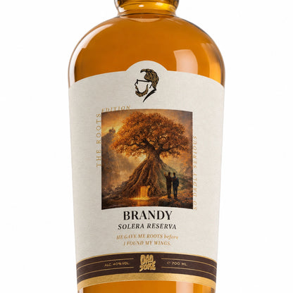 Dad Joke Serious Brandy Solera Reserva macro label shot