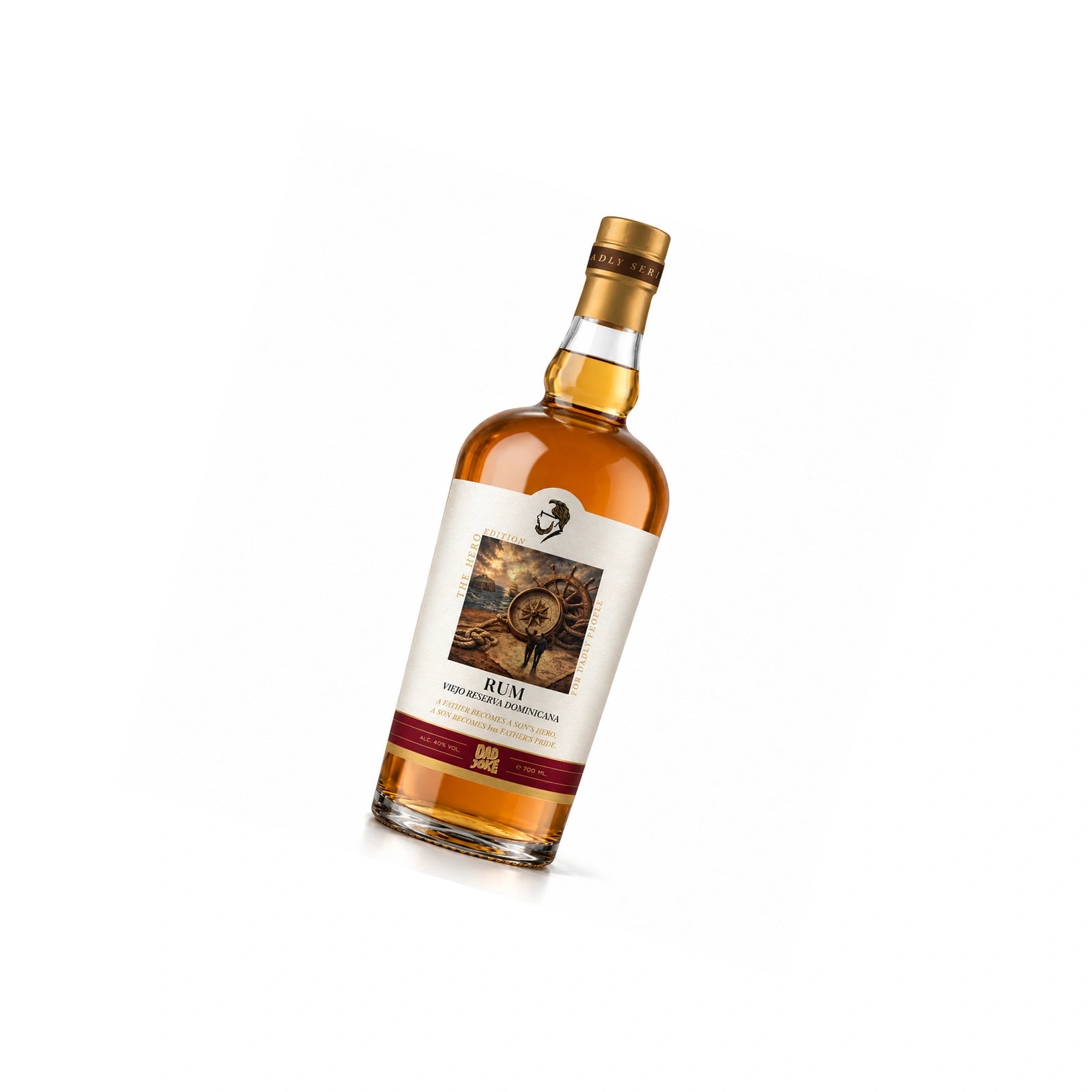 Dad Joke Serious Rum Viejo Reserva Dominicana tilted hero shot