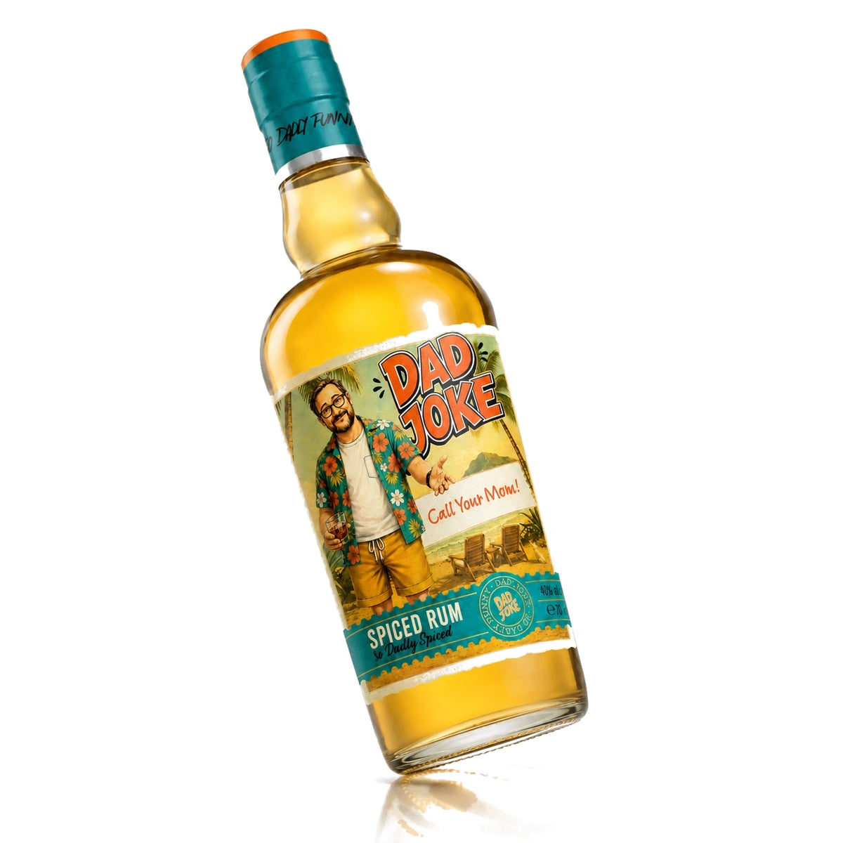 Dad Joke Spiced Rum tilted hero shot