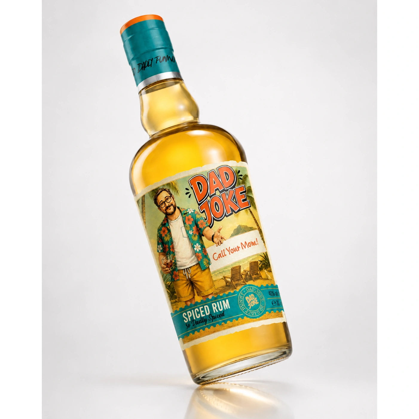 Dad Joke Spiced Rum tilted hero shot