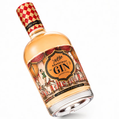 La Artista Grapefruit Gin angled bottle on white background