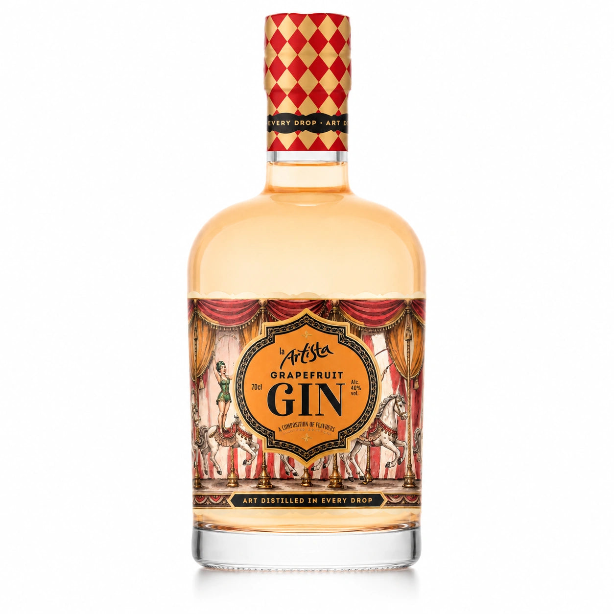 La Artista Grapefruit Gin bottle on white background